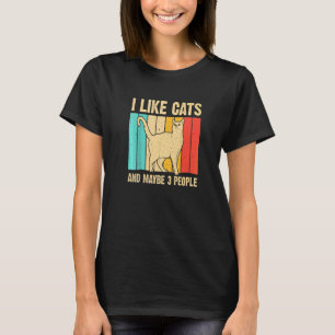 Retro Ich mag Katzen und vielleicht 3 Leute Chat M T-Shirt