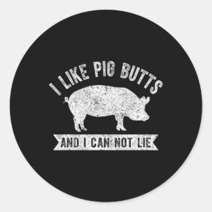 Retro Ich mag Schweineärsche und ich kann nicht lü Runder Aufkleber