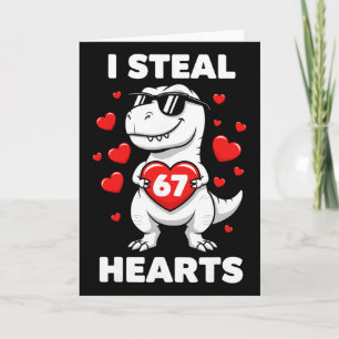 Retro Ich stehle 67 Herzen 67 Valentinstag Dinosau Karte