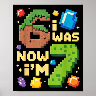 Retro Ich war 6 jetzt bin ich 7 Geburtstagsgeschen Poster