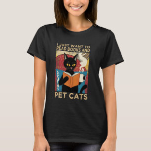 Retro Ich Will Nur Bücher Lesen Und Katzen Streich T-Shirt