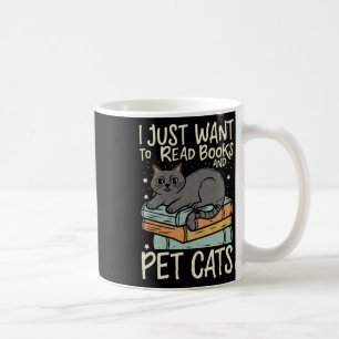 Retro Ich Wollte nur, Bücher zu lesen und Katzen K Kaffeetasse