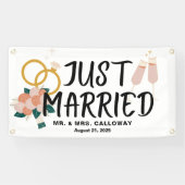 Retro Icons Just Married Car Banner (Horizontal)