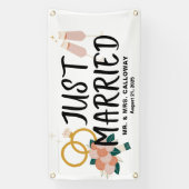 Retro Icons Just Married Car Banner (Vertikal)