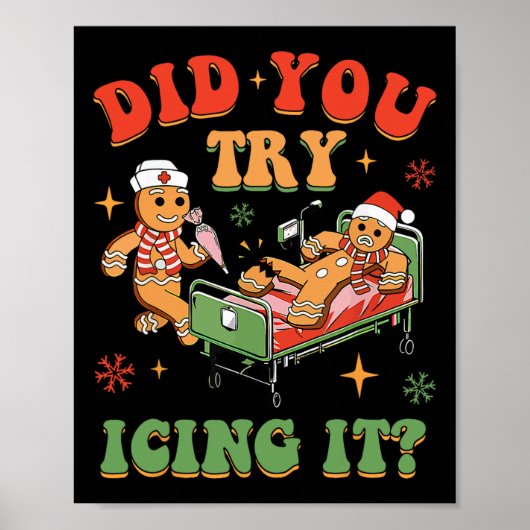 Retro ICU Nurse Weihnachtsgingerbrot Haben Sie ver Poster (Vorne)