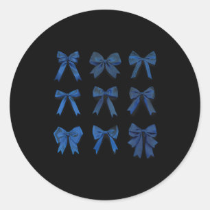 Retro Icy Blue Women Coquette Bow Ribbon Niedlich  Runder Aufkleber