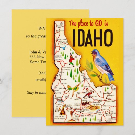 Retro Idaho Karte Ankündigung (Vorne/Hinten)