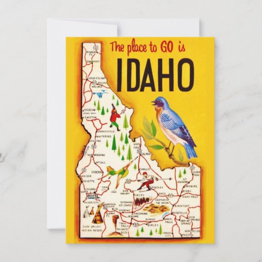 Retro Idaho Karte Ankündigung (Vorderseite)