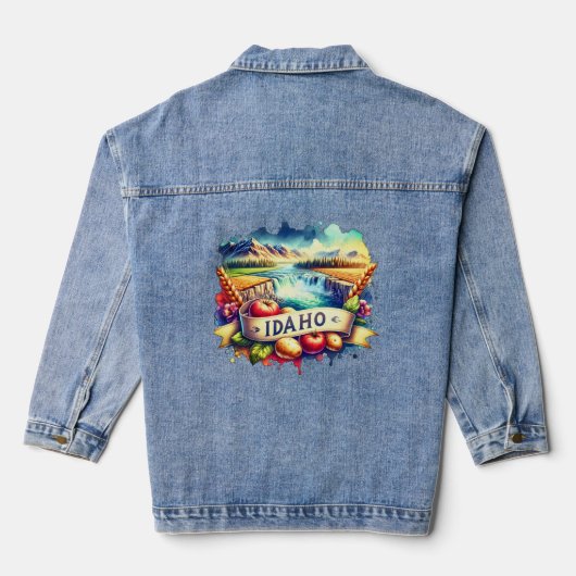 Retro Idaho Map s - Vintage usa map Jeansjacke (Rückseite)