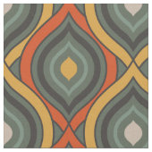Retro Ikat Green Orange Gold Muster Stoff (Nahaufnahme)
