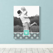 Retro Ikat Tribal Muster | Foto mit Monogramm Leinwanddruck (Insitu (Holzboden))