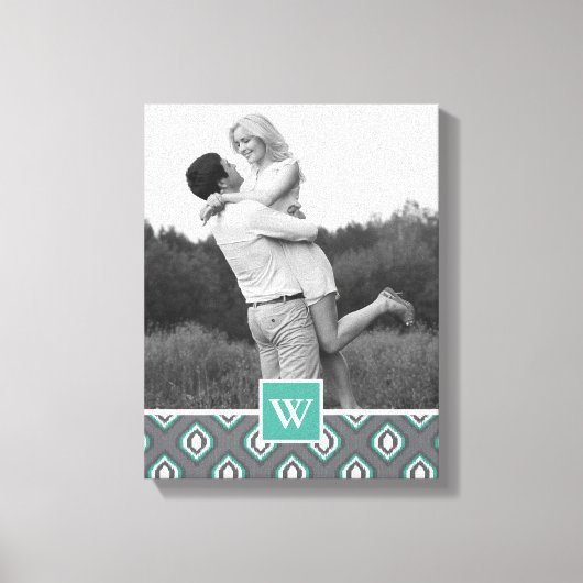 Retro Ikat Tribal Muster | Foto mit Monogramm Leinwanddruck (Vorderseite)