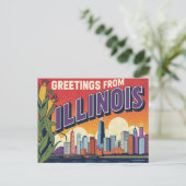 Retro Illinois Chicago Skyline Corn Greetings Postkarte (Stehend Vorderseite)