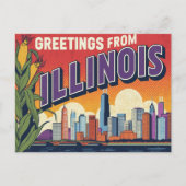 Retro Illinois Chicago Skyline Corn Greetings Postkarte (Vorderseite)