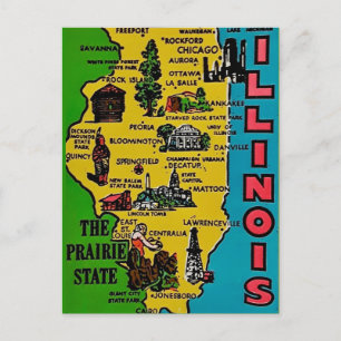 Retro Illinois Vintage Aufkleber Postkarte