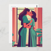 Retro-Illustration des lesbischen Ehepaares Postkarte (Vorne/Hinten)
