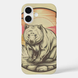 Retro-Illustration eines Vintage-Bären in der Natu iPhone 16 Hülle