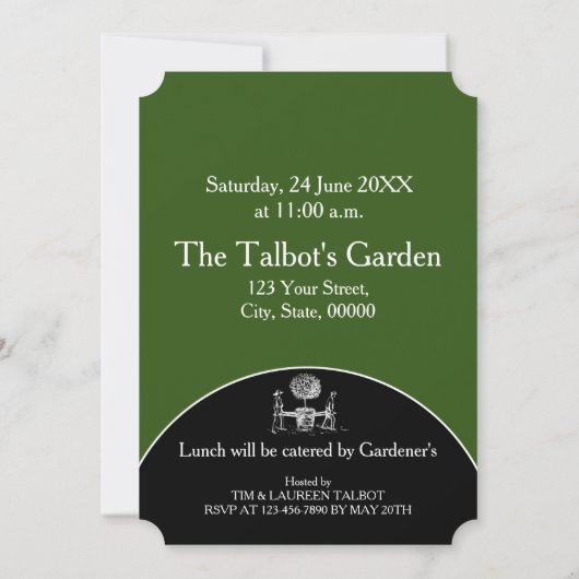 Retro Illustration Gardeners Tree Family Wiederseh Einladung (Rückseite)