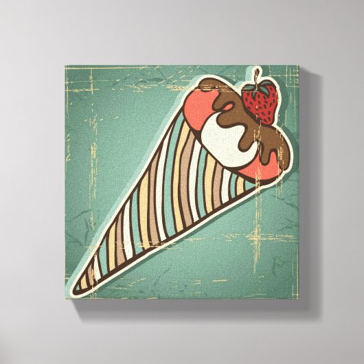 Retro-Illustration von Eiscreme Leinwanddruck (Vorderseite)