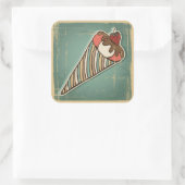 Retro-Illustration von Eiscreme Quadratischer Aufkleber (Tasche)