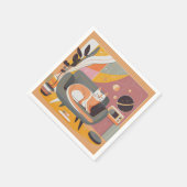 Retro Illustriert Cat Lounger Cocktail Napkins Serviette (Ecke)