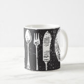 Retro Illustriert Cutlery Art Kaffeetasse (VorderseiteRechts)
