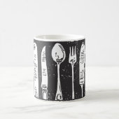 Retro Illustriert Cutlery Art Kaffeetasse (Mittel)
