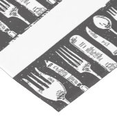 Retro Illustriert Cutlery Schwarz/Weiß Kurzer Tischläufer (Ecke)