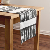 Retro Illustriert Cutlery Schwarz/Weiß Kurzer Tischläufer (Beispiel)