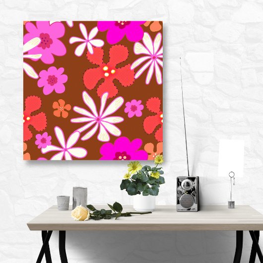 Retro illustrierte Blumenwandkunst Poster