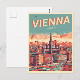 Retro illustrierte Stadt Wien Österreich Geschenke Postkarte