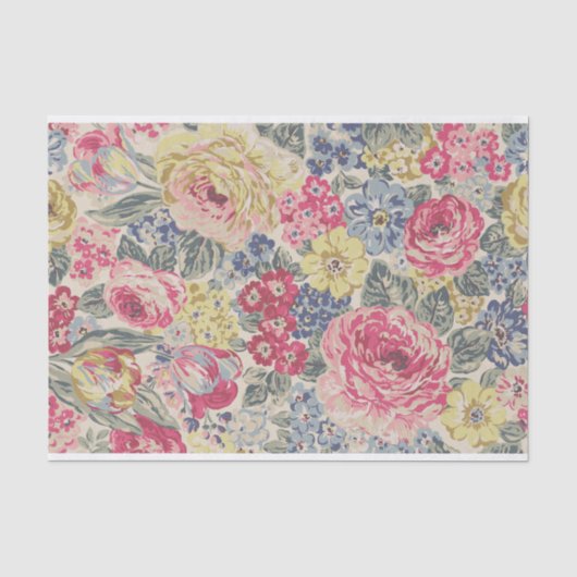 Retro Illustriertes Blumenmuster Seidenpapier (Vorderseite)