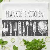 Retro illustriertes Tischbesteck Küchentuch (Gefaltet)