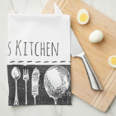 Retro illustriertes Tischbesteck Küchentuch (Viertel Falte)