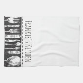 Retro illustriertes Tischbesteck Küchentuch (Horizontal)