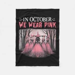 Retro Im Oktober tragen wir rosa Hexen-Brustkrebs Fleecedecke