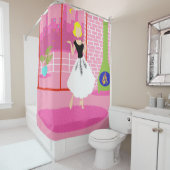 Retro im rosa Duschvorhang (Beispiel)