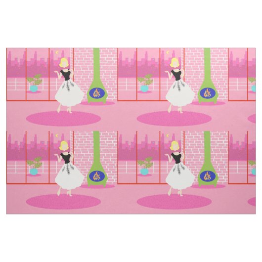 Retro im rosa Gewebe Stoff (Fat Quarter (45,7 x 55,9 cm))