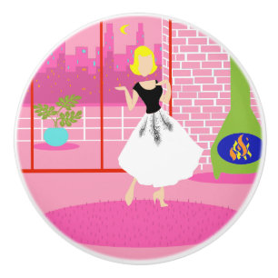 Retro im rosa Knopf Keramikknauf