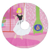 Retro im rosa Weihnachtsbaumrock Polyester Weihnachtsbaumdecke (Vorderseite)