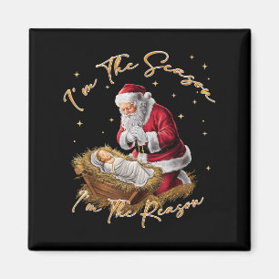 Retro im the Season im the Reason Santa Religious Magnet