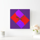 Retro Image 1 Purple & Red Square Clock Quadratische Wanduhr (Zuhause)