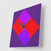 Retro Image 1 Purple & Red Square Clock Quadratische Wanduhr (Winkel)