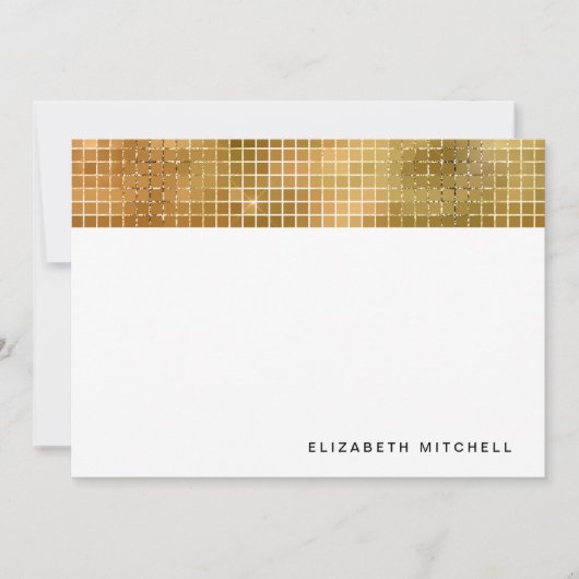 Retro Imitate Gold Diskothek Ball Mirror | Monogra Mitteilungskarte (Vorderseite)