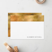 Retro Imitate Gold Diskothek Ball Mirror | Monogra Mitteilungskarte (Vorderseite/Rückseite Beispiel)