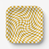 Retro-Imitate Gold Foil-Karo verschleiert Checkerb Pappteller (Vorderseite)