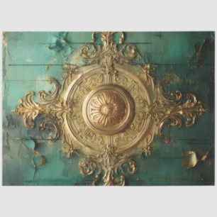 Retro-Imitate goldene Uhren türkisfarbener Hinterg Seidenpapier