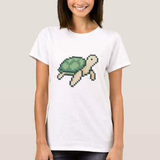 Retro-Imitate Kreuzstich pixel Art Sea Turtle T-Shirt