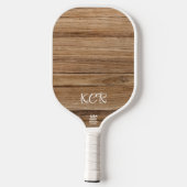 Retro Imitate Oak Wood Pattern Initial Offiziell U Pickleball Schläger (Rückseite)