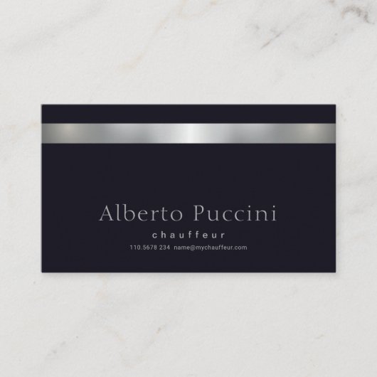 Retro-Imitate Silver Strip Minimalistischer Chauff Visitenkarte (Vorderseite)